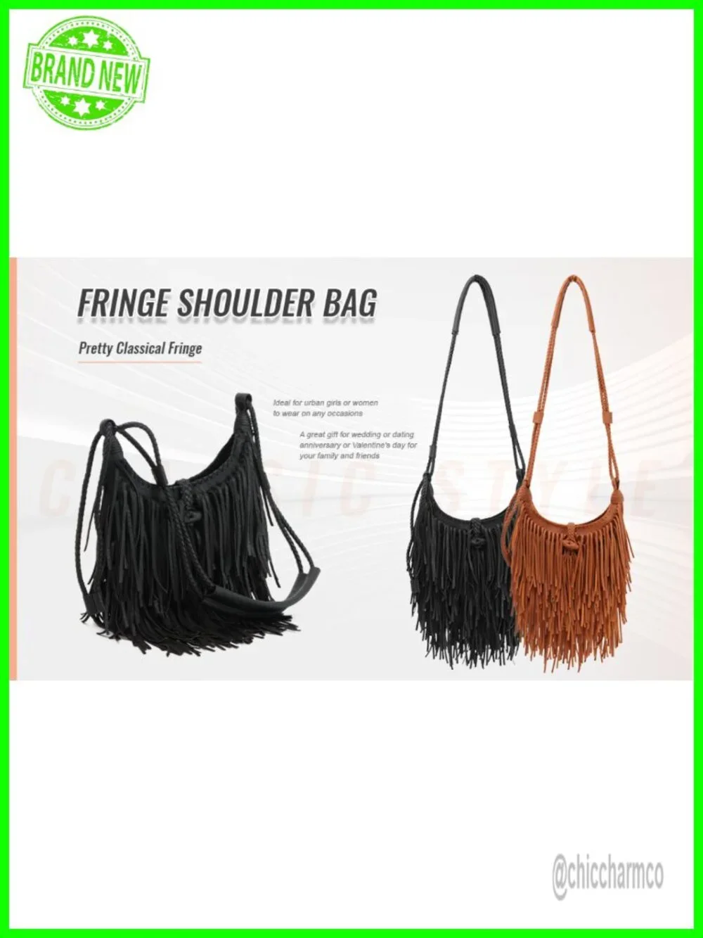 Faux Suede Fringe Hobo Bag with Tassel Shoulder Crossbody Purse